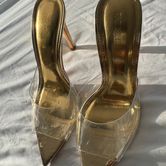 Gold pvc mules - Picture 3 of 5